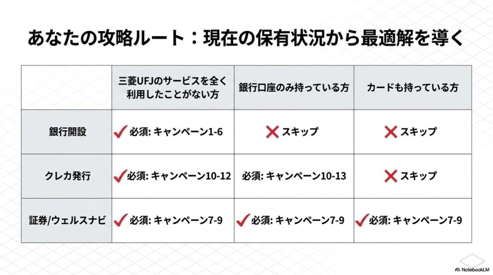 三菱UFJ 攻略ルート