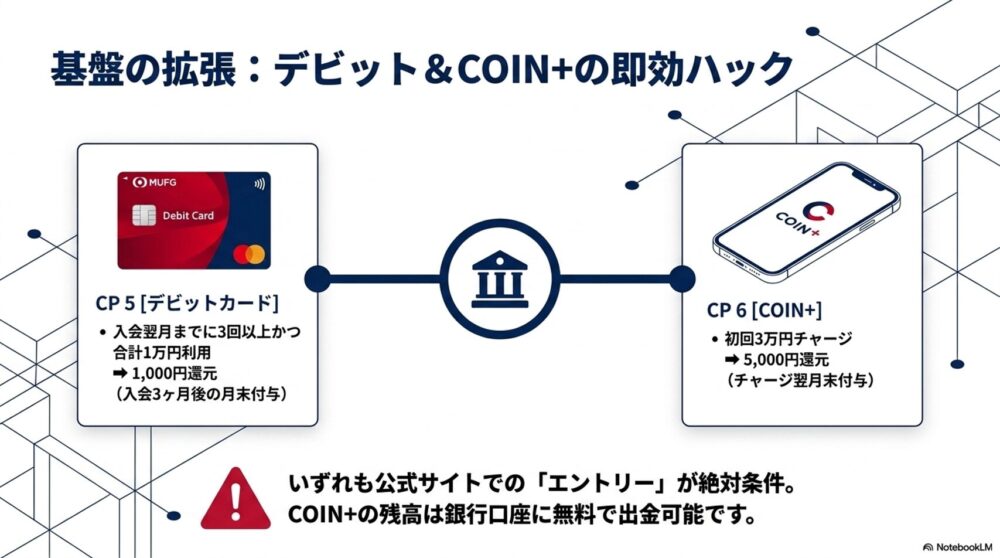三菱UFJ銀行デビットカードとCOIN+